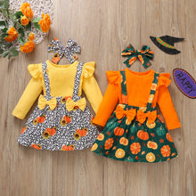 Load image into Gallery viewer, Halloween Pumpkin Bow Girl Set（AY1402）
