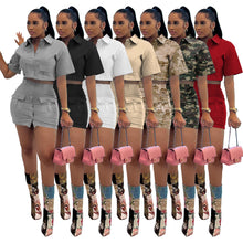 Load image into Gallery viewer, Solid color camouflage short skirt casual set skirt AY2752
