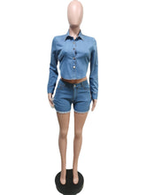 Load image into Gallery viewer, Fashion denim shorts two piece set AY1911

