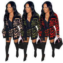 Load image into Gallery viewer, Knitted Leopard Sweater Jacket Shorts Set（AY2423）
