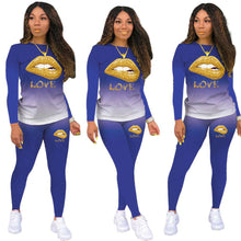 Load image into Gallery viewer, Gradient color female lip printing suit
