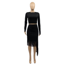Load image into Gallery viewer, T-shirt fringed skirt two-piece set（AY2318）
