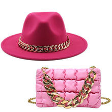 Load image into Gallery viewer, Fashion chain jazz hat chain bag two piece set（4099）
