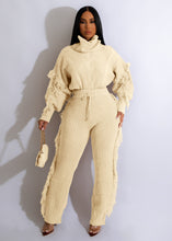 Load image into Gallery viewer, casual  knitting long sleeve high collar tassel suit AY2562
