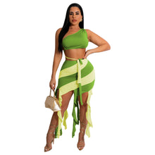 Load image into Gallery viewer, Color contrast tassel sexy two-piece set AY2688
