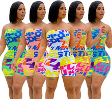Load image into Gallery viewer, Hot stretch tube top letter print jumpsuit AY1121
