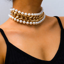 Load image into Gallery viewer, Fashion exaggerated imitation pearl multilayer necklace（AE4091）
