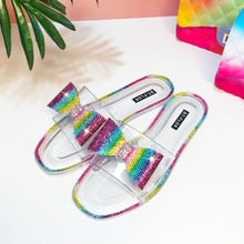 Load image into Gallery viewer, Fashion rhinestone colorful bow crystal flat slippers（ HPSD223）
