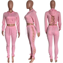 Load image into Gallery viewer, fashion bandage two-piece pure color sweater（AY1410）
