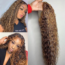 Load image into Gallery viewer, Human hair piano color 4/27curly 13*4lace wig(AH5036)
