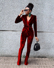 Load image into Gallery viewer, Solid color small suit flared pants suit（AY1390）
