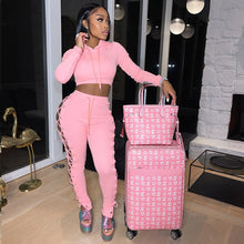 Load image into Gallery viewer, fashion bandage two-piece pure color sweater（AY1410）
