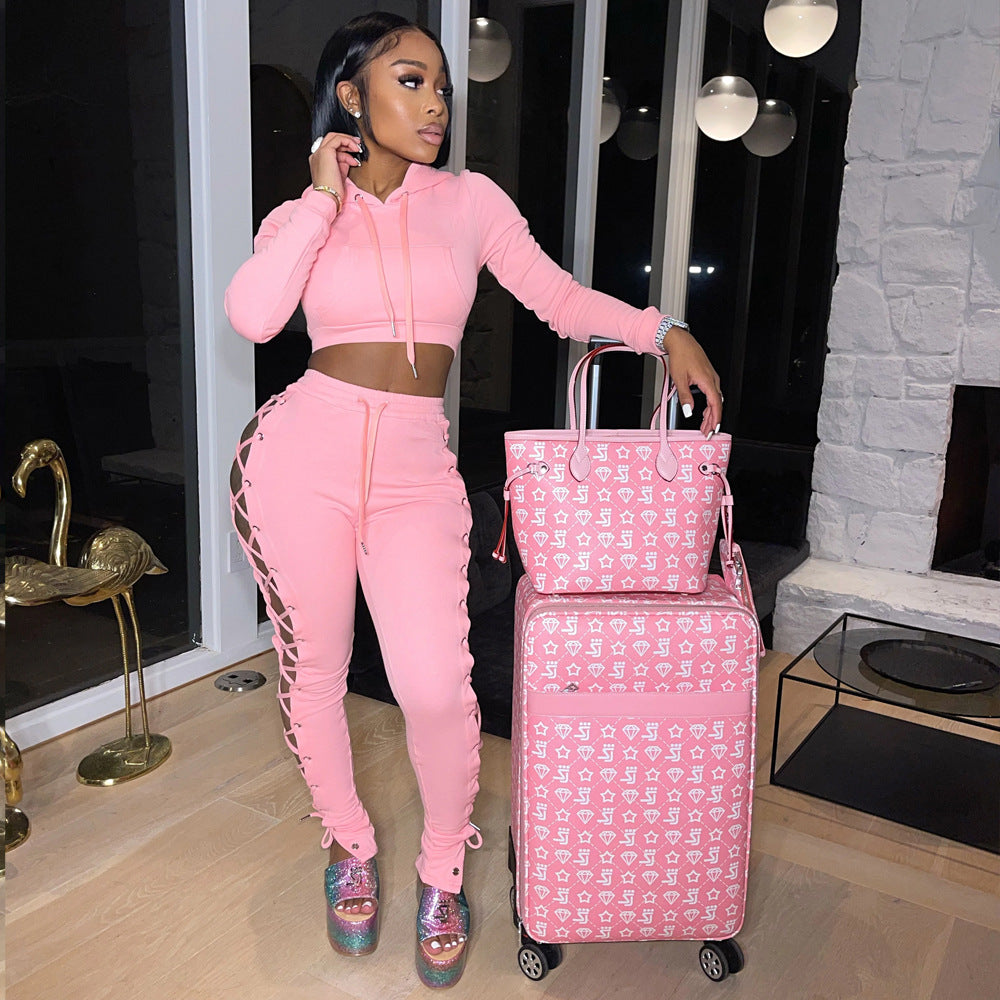 fashion bandage two-piece pure color sweater（AY1410）