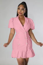 Load image into Gallery viewer, Puff sleeve solid color fishtail suit skirt（AY2231）
