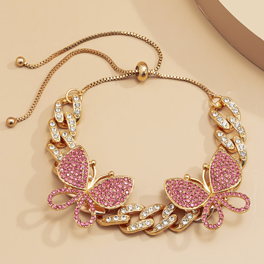 Hot selling full rhinestone small butterfly anklet