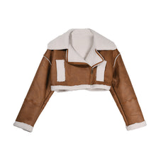 Load image into Gallery viewer, Personality short lapel motorcycle plush jacket（AY1532）

