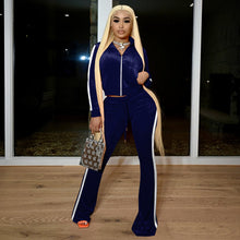 Load image into Gallery viewer, Fashion ribbed color-block flared pants suit（AY1309）
