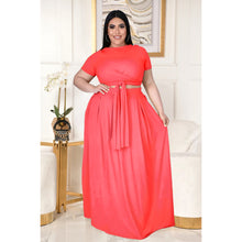 Load image into Gallery viewer, Plus size solid color cross strap swing skirt suit AY1171
