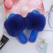 Load image into Gallery viewer, Rhinestone solid color plush slippers(JD0011)

