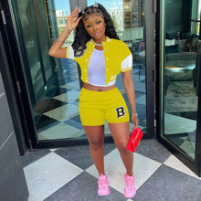 Load image into Gallery viewer, Fashion letter stitching shorts baseball uniform two piece set（AY1782）
