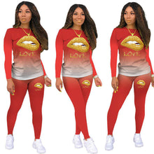 Load image into Gallery viewer, Gradient color female lip printing suit

