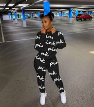 Load image into Gallery viewer, Fashion printed letter sweatshirt fabric sports suit（AY1290
