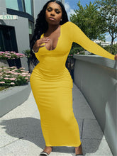 Load image into Gallery viewer, Deep V-neck Slim Sexy Long Sleeve Long Dress（AY1257）
