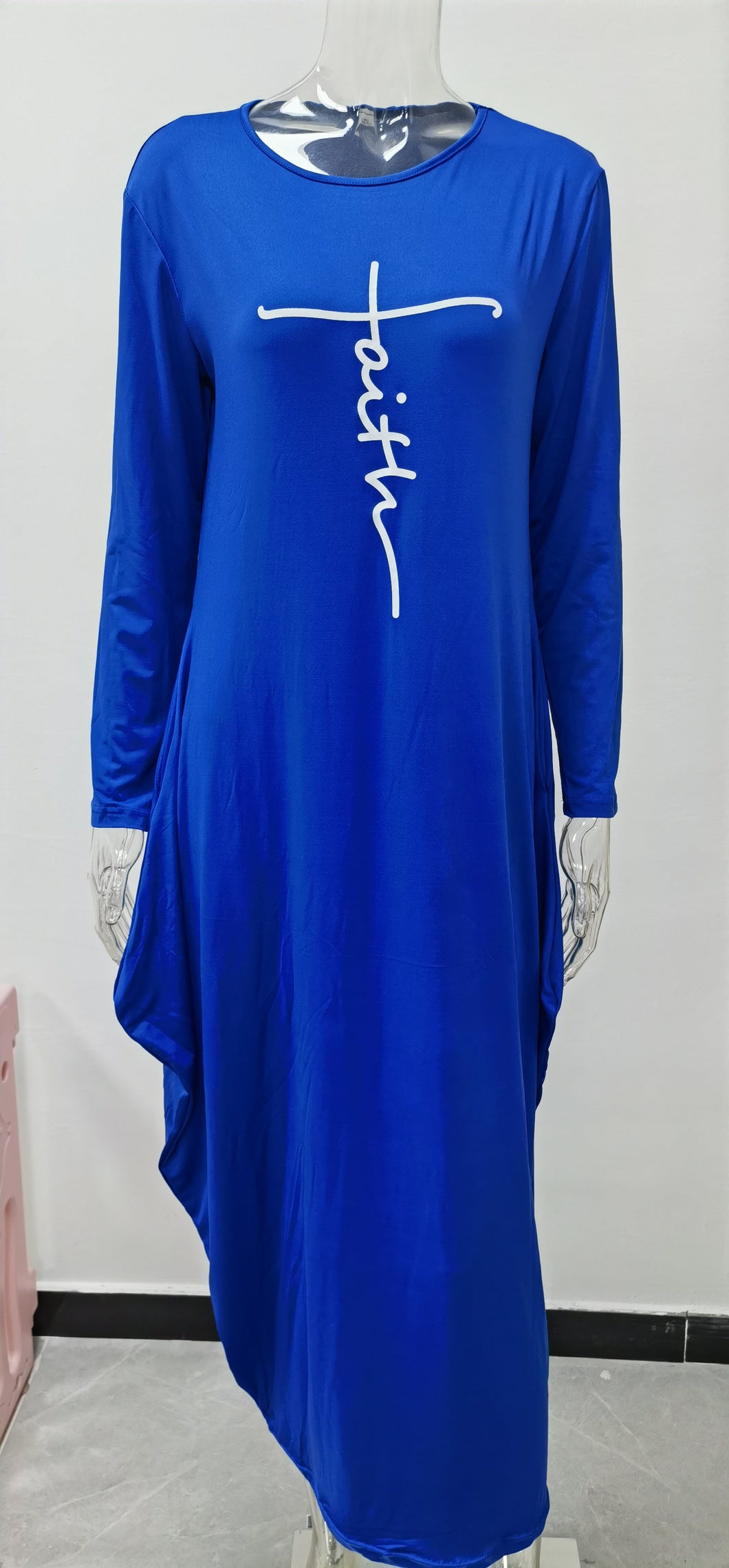 Solid color irregular hem dress(AY1375)