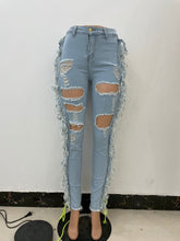 Load image into Gallery viewer, Fashion Contrast Tie Stretch Jeans
