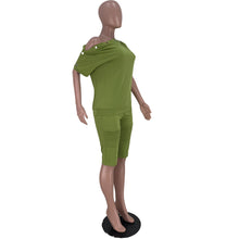Load image into Gallery viewer, Fashion One Shoulder Breasted Loose Short Sleeve Shorts Suit（AY1822）
