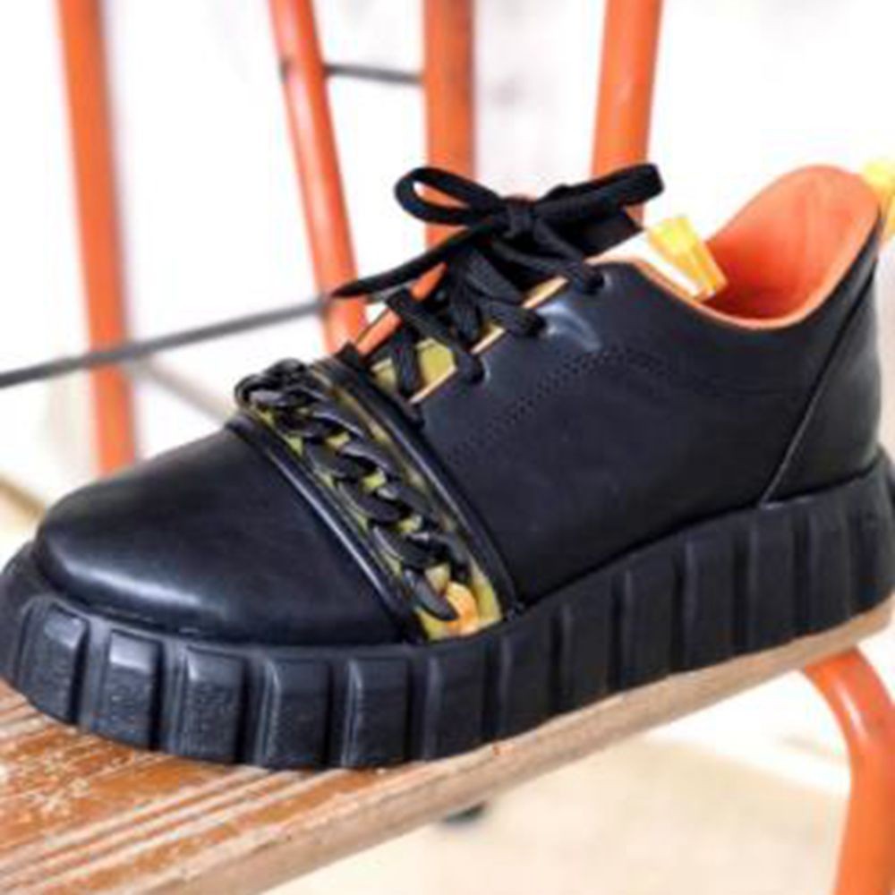Colorful chain platform lace-up casual shoes (HPSD116）